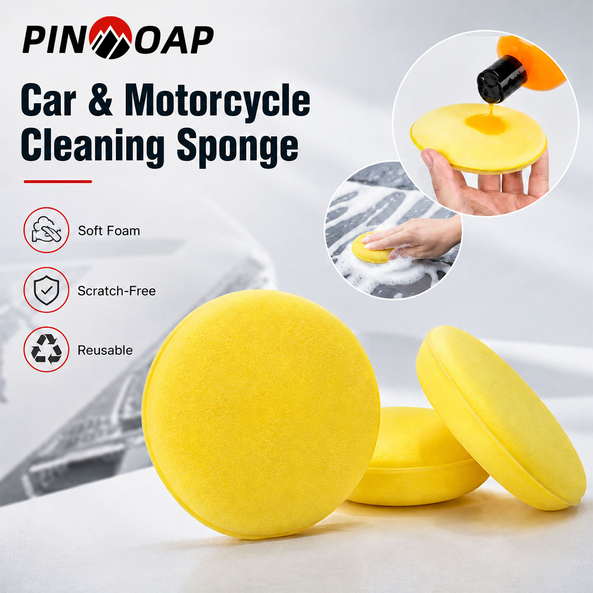 Wax Applicator Pad - PINMOAP 3/5/12/24P Губка для чистки автомобиля,